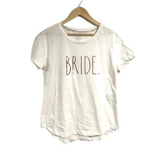 Rae Dunn shirt‎ BRIDE rose gold metallic print xs NWT